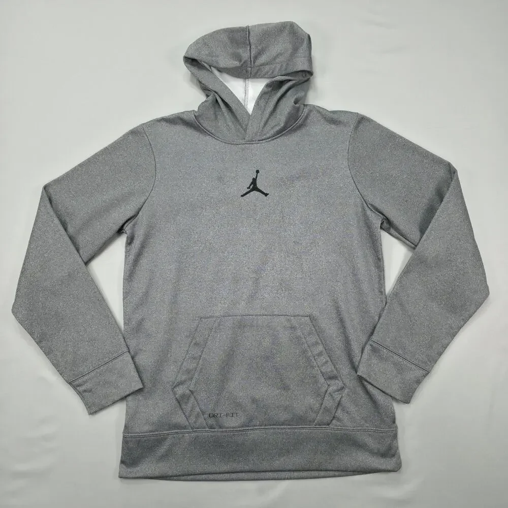 Jordan Jumpman Hoodie Youth XL Gray Dri Fit Athletic Pullover Sweatshirt
